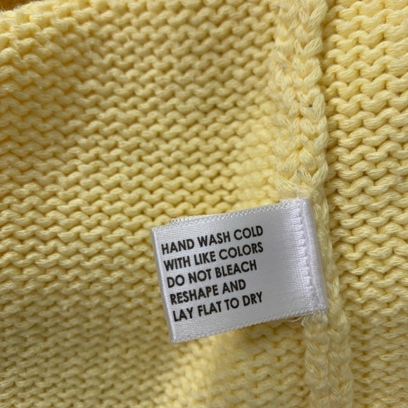 White + Warren Pullover V Neck Sweater Womens S Yellow Cotton Blend Lagenlook - Picture 9 of 16